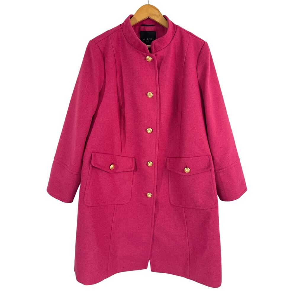 Talbots Pink Military Coat Women’s Plus Size 14W Wool Blend Gold Button Jacket - Picture 4 of 14